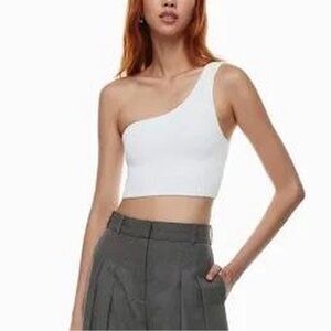 Babaton One-Shoulder White Crop Top